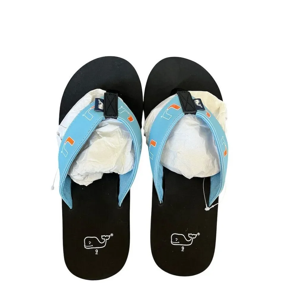 NEW VINEYARD VINES UNIVERSITY OF MIAMI‎ LOGO SANDALS MENS SIZE 9